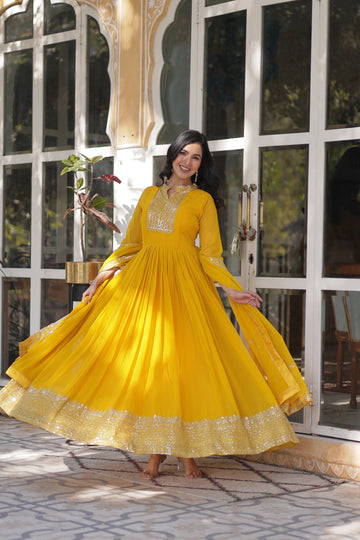 TILTON WEDDING SPECIAL BLOOMING GEORGETTE SEQUINS EMBROIDERED GOWN WITH DUPATTA