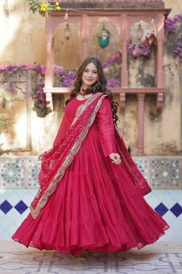 TILTON WEDDING SPECOAL STAR GEORGETTE GOWN WITH DUPATTA