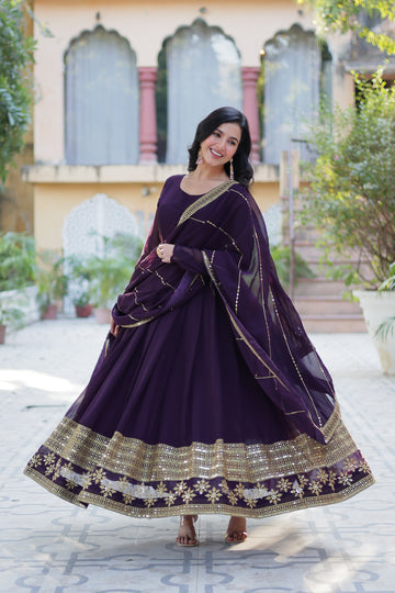 TILTON WEDDING SPECIAL FAUX BLOOMING GEORGETTE SEQUINS EMBROIDERD GOWN WITH DUPATTA