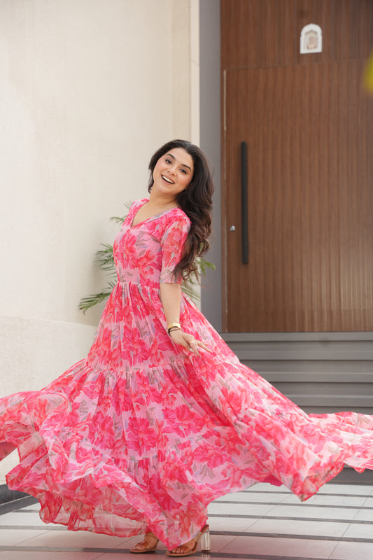 TILTON SUMMER SPECIAL GEORGETTE PRINTED GOWN