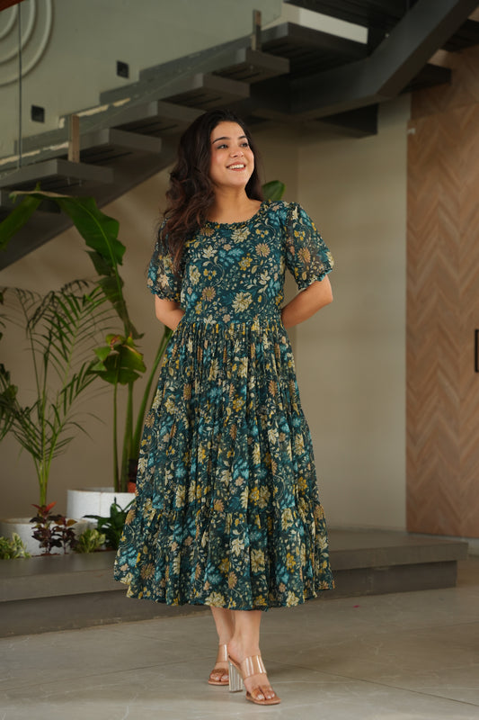 TILTON FAUX GEORGETTE PRINTED GOWN FOR SUMMER