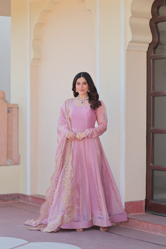 TILTON FENDY CHIFFON 12 KALI GOWN WITH EMBROIDERED DUPATTA
