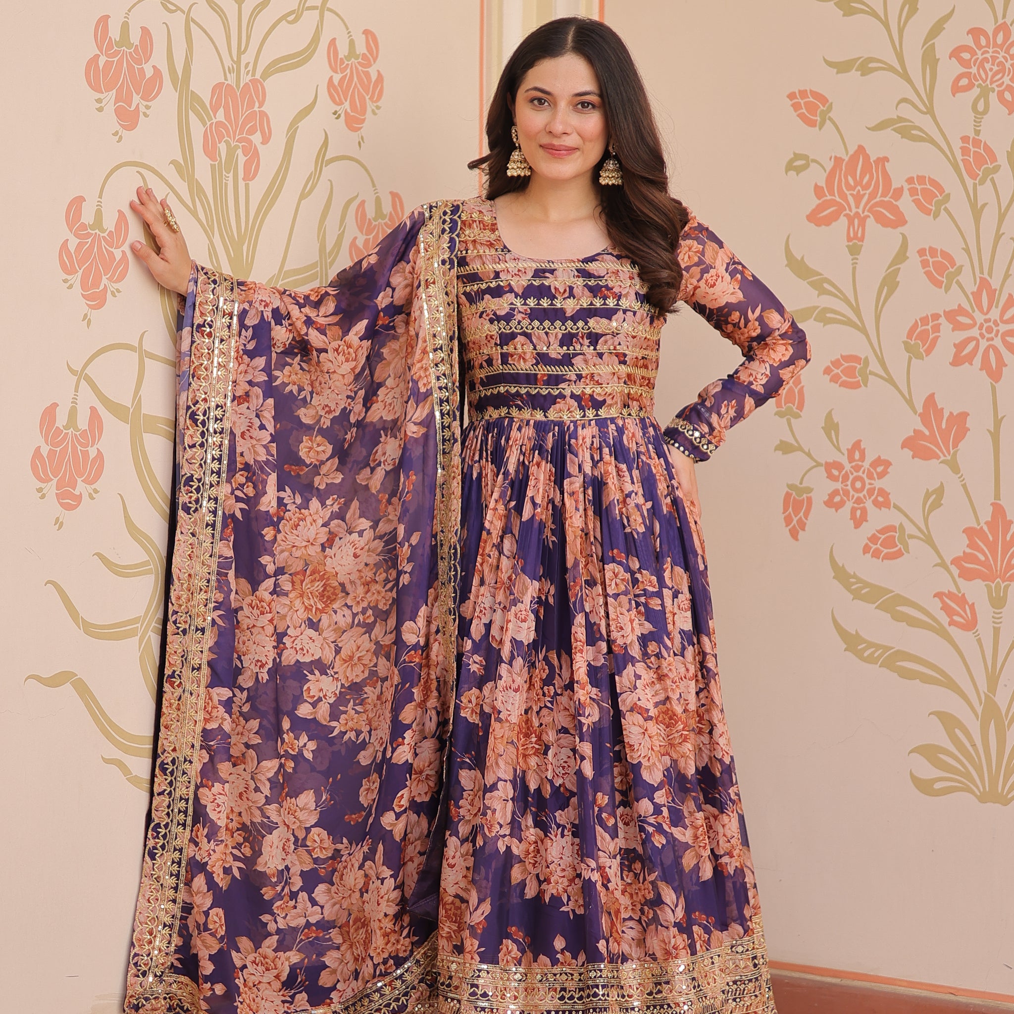 TILTON RUSSIAN SILK EMBROIDERED GOWN WITH DUPATTA