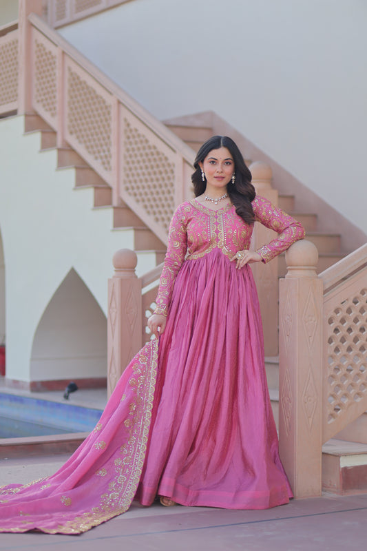 TILTON FESTIVAL SPECIAL GOLD CRUSH EMBROIDERED GOWN WITH DUPATTA