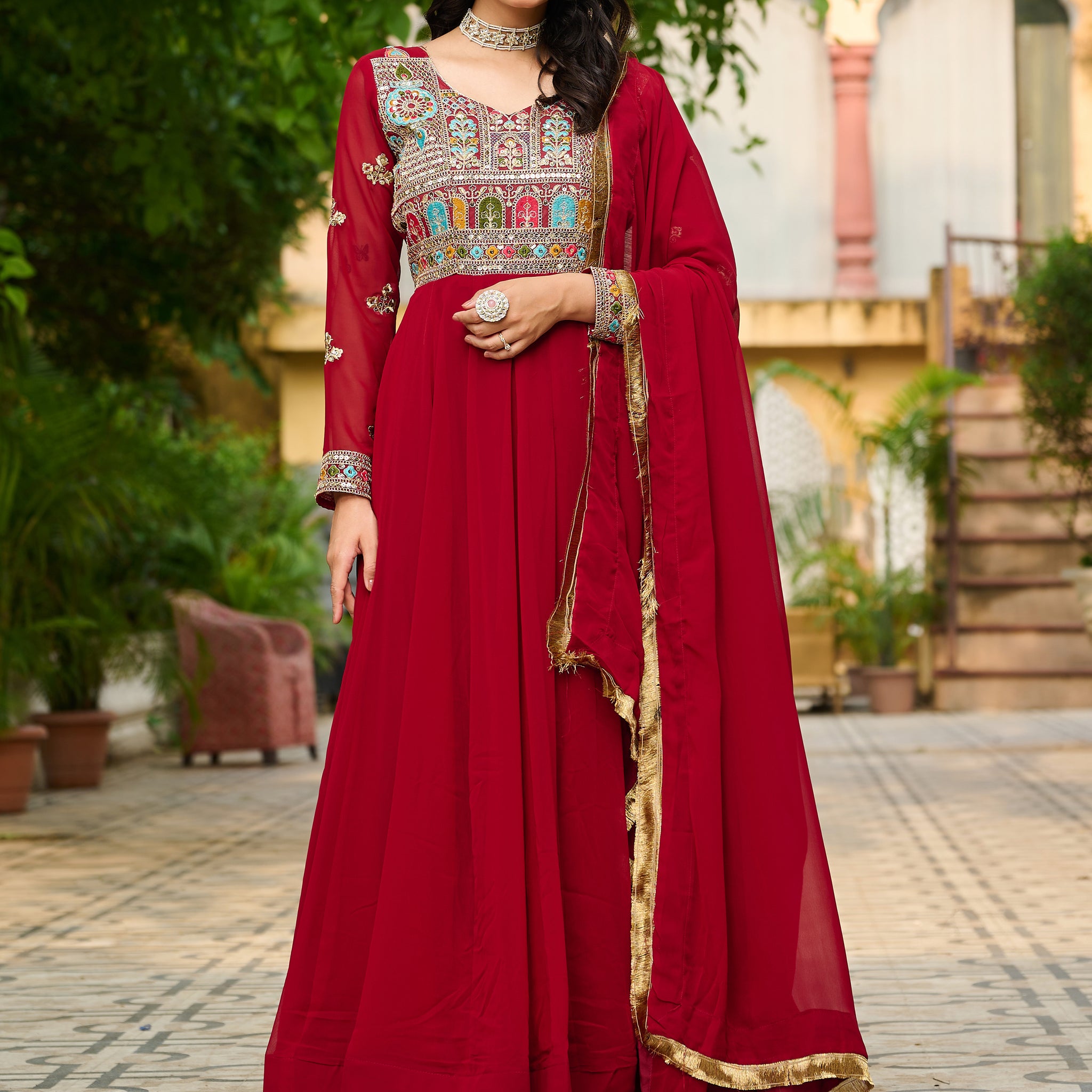 TILTON FESTIVE SPECIAL BLOOMING EMBROIDERED GOWN WITH DUPATTA