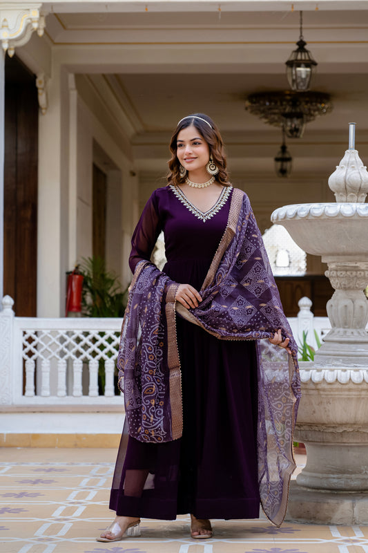 TILTON PEARL HANDWORK GOWN WITH PRINTED JEQUARD BORDER DUPATTA