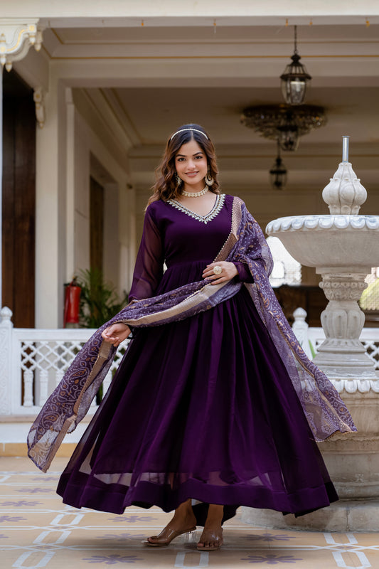 TILTON PEARL HANDWORK GOWN WITH PRINTED JEQUARD BORDER DUPATTA