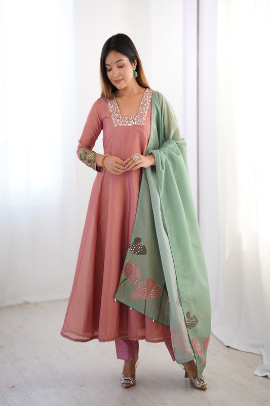 TILTON OCCASION SPECIAL TISSUE SILK HANDWORK TOP BOTOM WITH DUPATTA